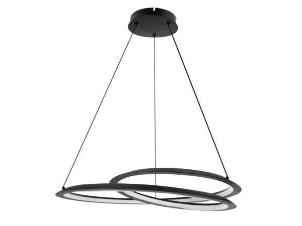 Lampa wisząca Isaveta czarna z białą osłonką na białym tle