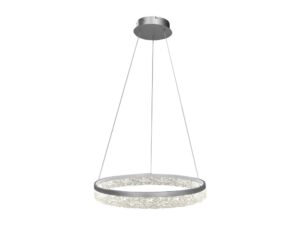 Miniaturka 4 - Srebrna lampa wisząca Isedia LED 25 W z jednym świetlnym pierścieniem na białym tle