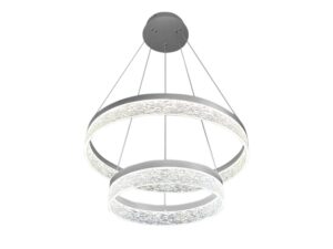 Miniaturka 4 - Srebrna lampa wisząca Isedia LED 54 W z dwoma pierścieniami na białym tle