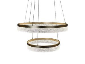 Miniaturka 7 - Złota lampa wisząca Isedia LED 54 W z dwoma pierścieniami na białym tle