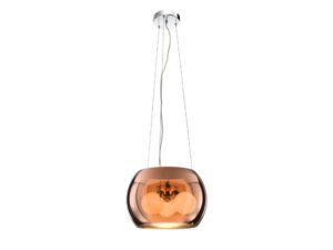Miniaturka 5 - Lampa wisząca Iselano złota ze szklanym kloszem i trzema punktami G9