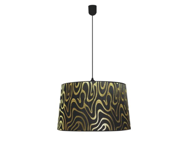 Lampa wisząca Isovano czarno złoty abażur ze wzorem fal