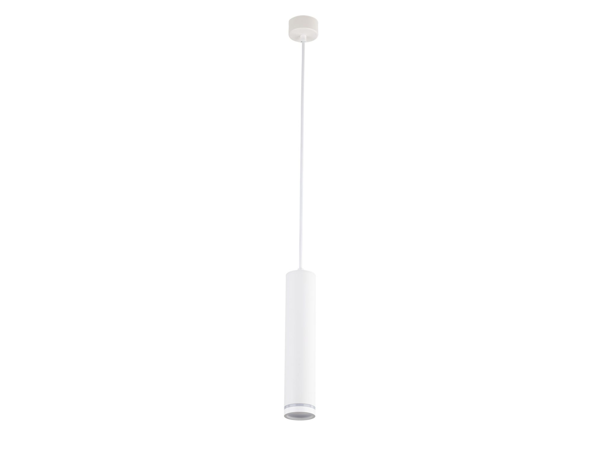 Biała lampa wisząca Jet GU10 na białym tle