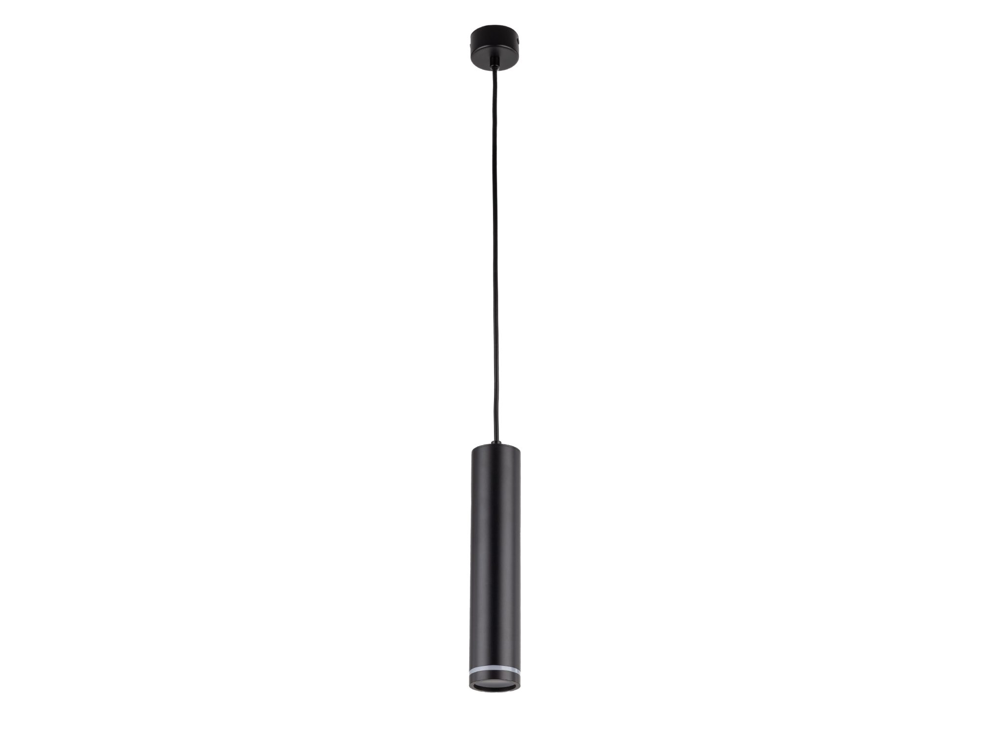 Czarna lampa wisząca Jet GU10 na białym tle