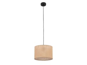 Miniaturka 2 - Lampa wisząca Juta 30 cm z jednym brązowym jutowym abażurem i czarną konstrukcją na białym tle
