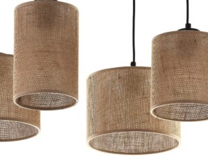 Miniaturka 1 - Lampa wisząca Juta z czterema jutowymi kloszami w aranżacji wnętrza