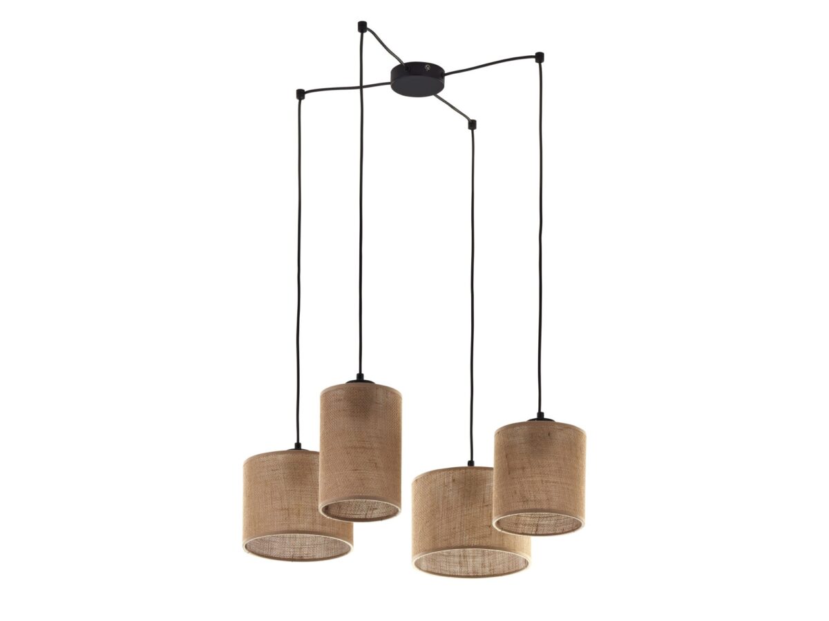 Lampa wisząca Juta 4-punktowa E27 czarno-brązowa