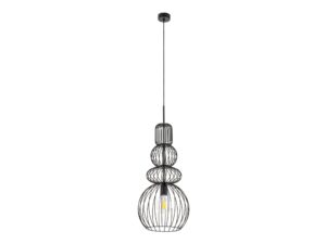 Miniaturka 8 - Czarna lampa wisząca Kago z ozdobnym kloszem z metalowych prętów na białym tle