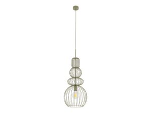 Miniaturka 4 - Oliwkowa lampa wisząca Kago z przestrzennym ażurowym kloszem na białym tle