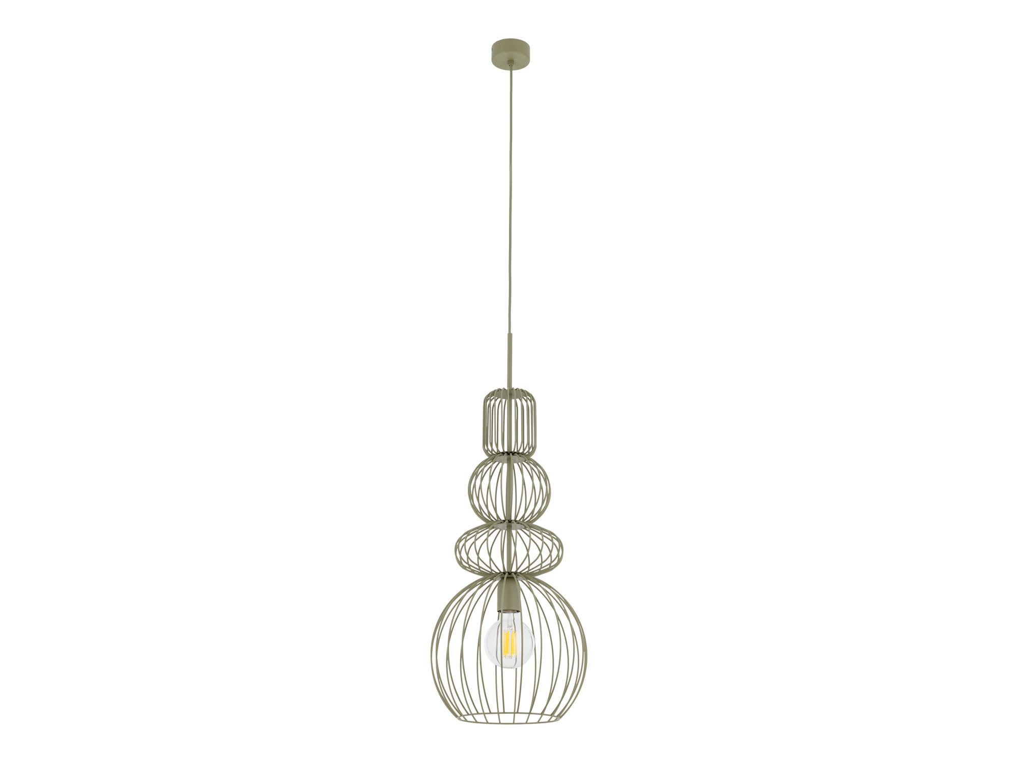 Oliwkowa lampa wisząca Kago z metalowym otwartym kloszem