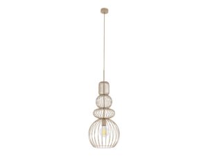 Miniaturka 6 - Lampa wisząca Kago piaskowy beż z ażurową metalową konstrukcją na białym tle