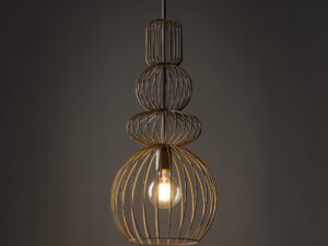 Miniaturka 7 - Lampa wisząca Kago w piaskowym beżu z zapalonym źródłem światła