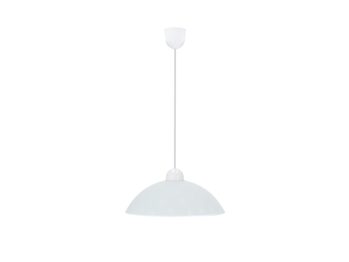 Lampa wisząca Kalemia E27 30 cm z białym kloszem we wzory