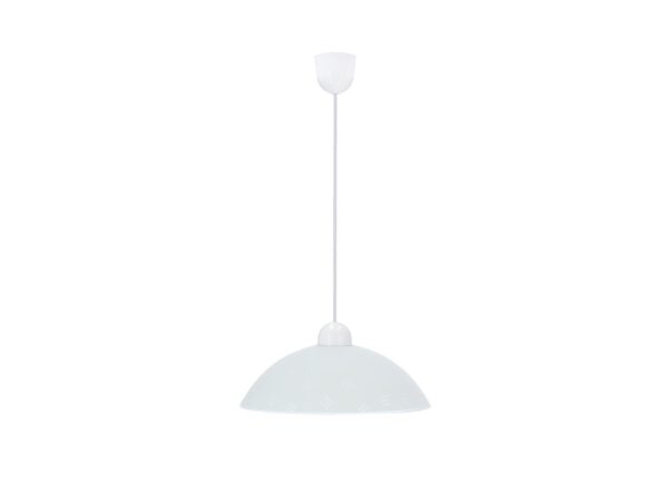 Lampa wisząca Kalemia z białym wzorzystym szklanym kloszem