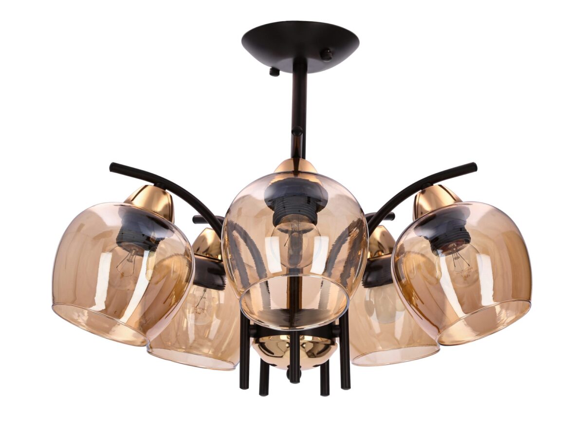 Lampa wisząca 5-punktowa Kalimina 48 cm czarna / bursztynowa