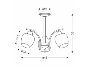 Miniaturka 1 - Rysunek wymiarowy lampy wiszącej Kalimina o szerokości 48 cm