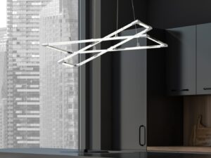 Miniaturka 1 - Lampa wisząca LED Kalirela srebrno-szara 60 cm w aranżacji