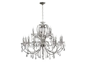 Miniaturka 7 - Lampa wisząca Kalomona chrom 15-punktowa z kryształowymi zawieszkami