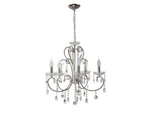Miniaturka 5 - Lampa wisząca Kalomona chromowana z pięcioma ramionami i szklanymi ozdobami