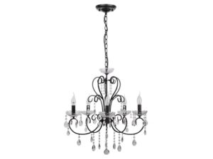 Miniaturka 2 - Czarna lampa wisząca Kalomona z pięcioma ramionami i szklanymi ozdobami