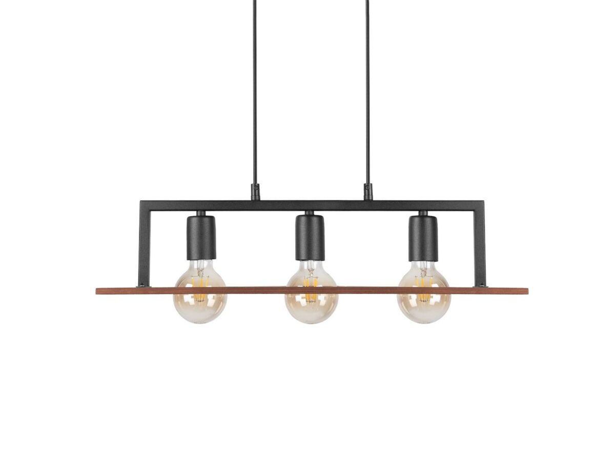 Lampa wisząca Kalorano 3-punktowa E27 drewno i metal