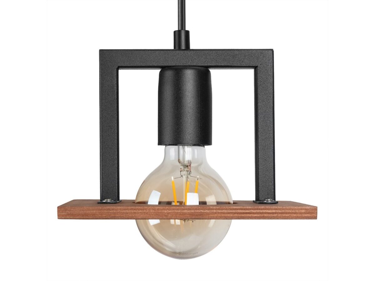 Lampa wisząca Kalorano pojedyncza E27 drewno i metal