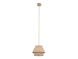 Miniaturka 2 - Lampa wisząca Kalum Drewno 24 cm z lnianym abażurem i dekorem drewna na białym tle