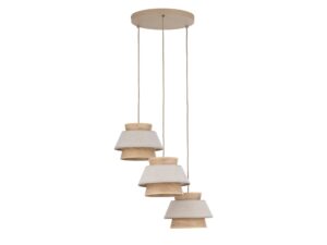 Miniaturka 1 - Lampa wisząca Kalum Koło Len z trzema jasnymi kloszami