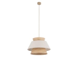 Miniaturka 4 - Lampa wisząca Kalum Len 38 cm z jasnym lnianym abażurem na białym tle