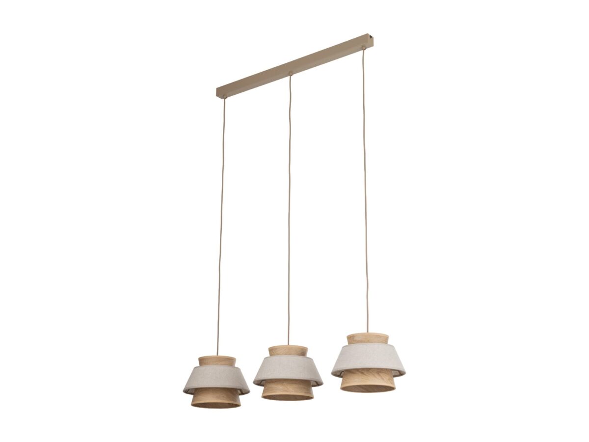 Lampa wisząca Kalum 3-punktowa z tekstylnymi abażurami