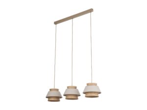 Miniaturka 4 - Lampa wisząca Kalum z jasnymi tekstylnymi abażurami na białym tle