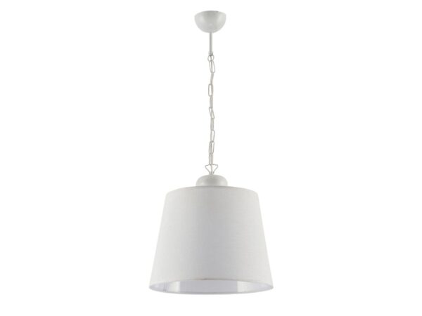 Lampa wisząca Kamelia biała z pojedynczym jasnym abażurem