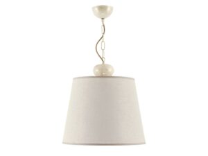 Miniaturka 1 - Lampa wisząca Kamelia ecru z tkaninowym abażurem na łańcuchu