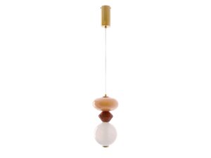 Miniaturka 5 - Lampa wisząca Kamesina 10 W mosiądz brąz z białą szklaną kulą