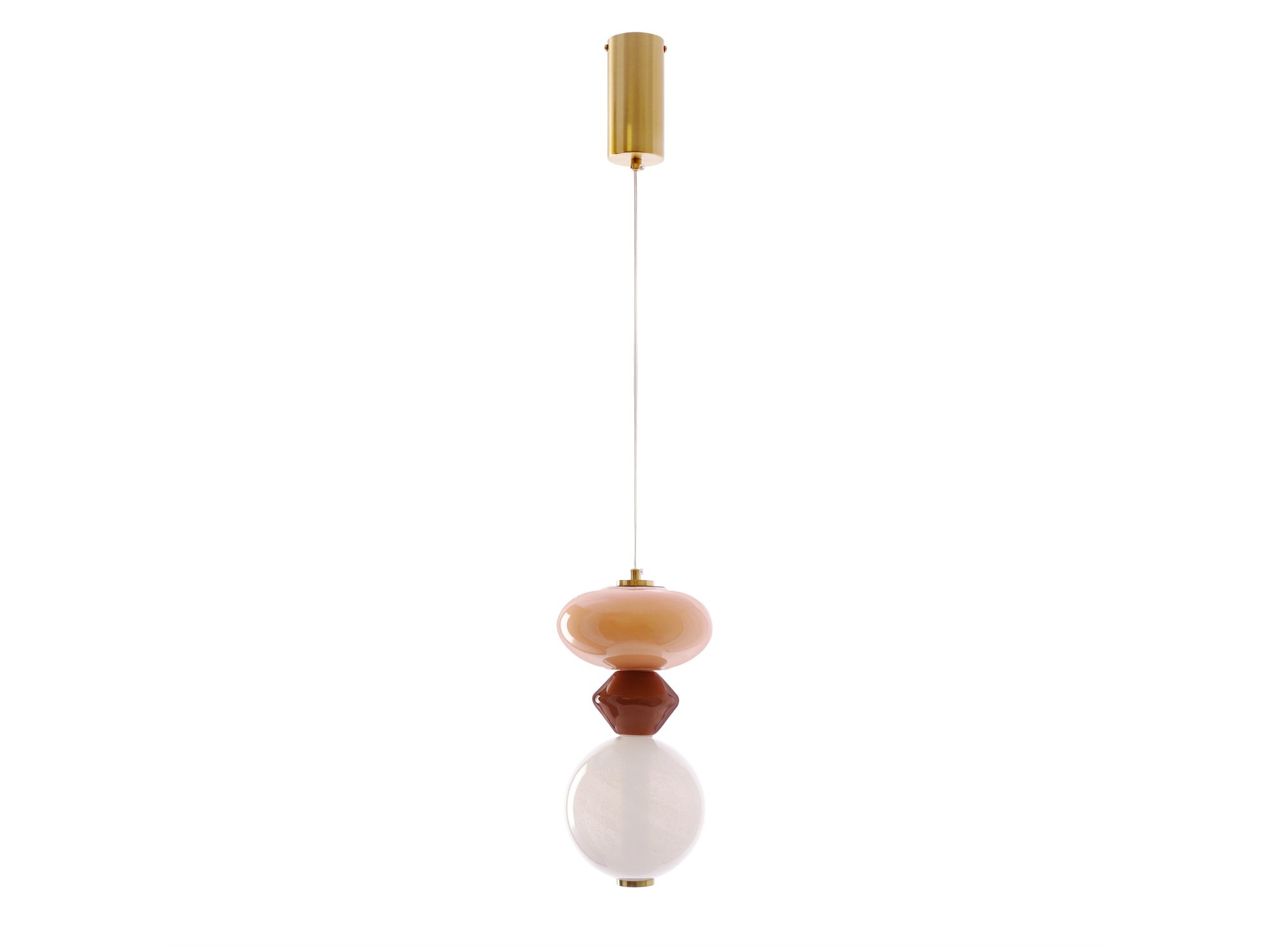 Lampa wisząca Kamesina 10 W mosiądz brąz z białą szklaną kulą