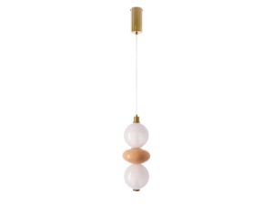 Miniaturka 5 - Lampa wisząca Kamesina LED 12 W z białym szklanym kloszem i brązowymi detalami