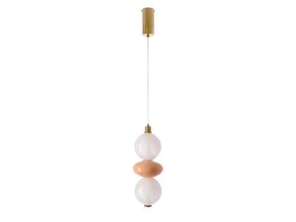 Lampa wisząca Kamesina LED 12 W z białym szklanym kloszem i brązowymi detalami