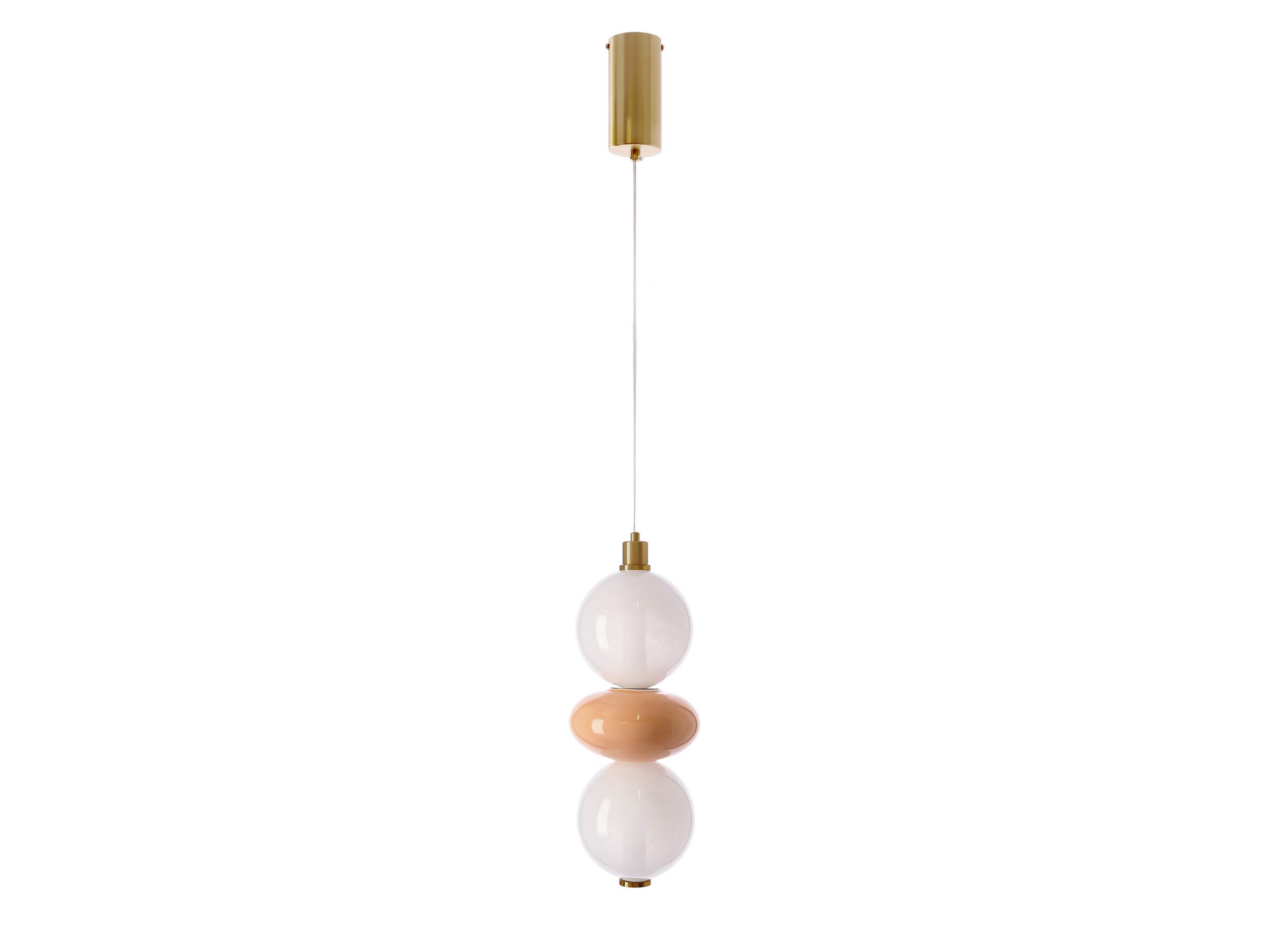 Lampa wisząca Kamesina LED 12 W z białym szklanym kloszem i brązowymi detalami