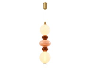 Miniaturka 4 - Lampa wisząca Kamesina LED 15 W z białymi kloszami i brązowo-mosiężnymi detalami