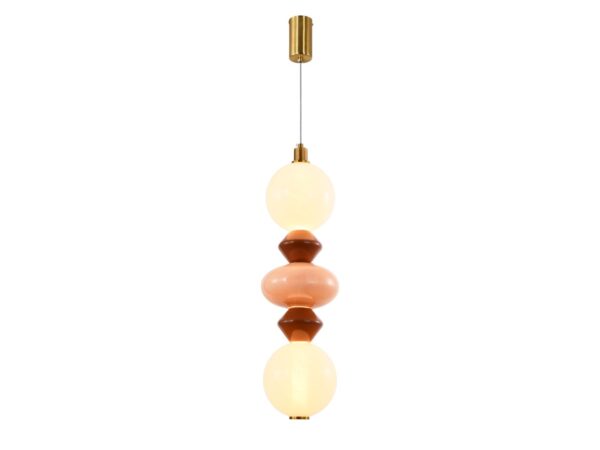 Lampa wisząca Kamesina LED 15 W z białymi kloszami i brązowo-mosiężnymi detalami