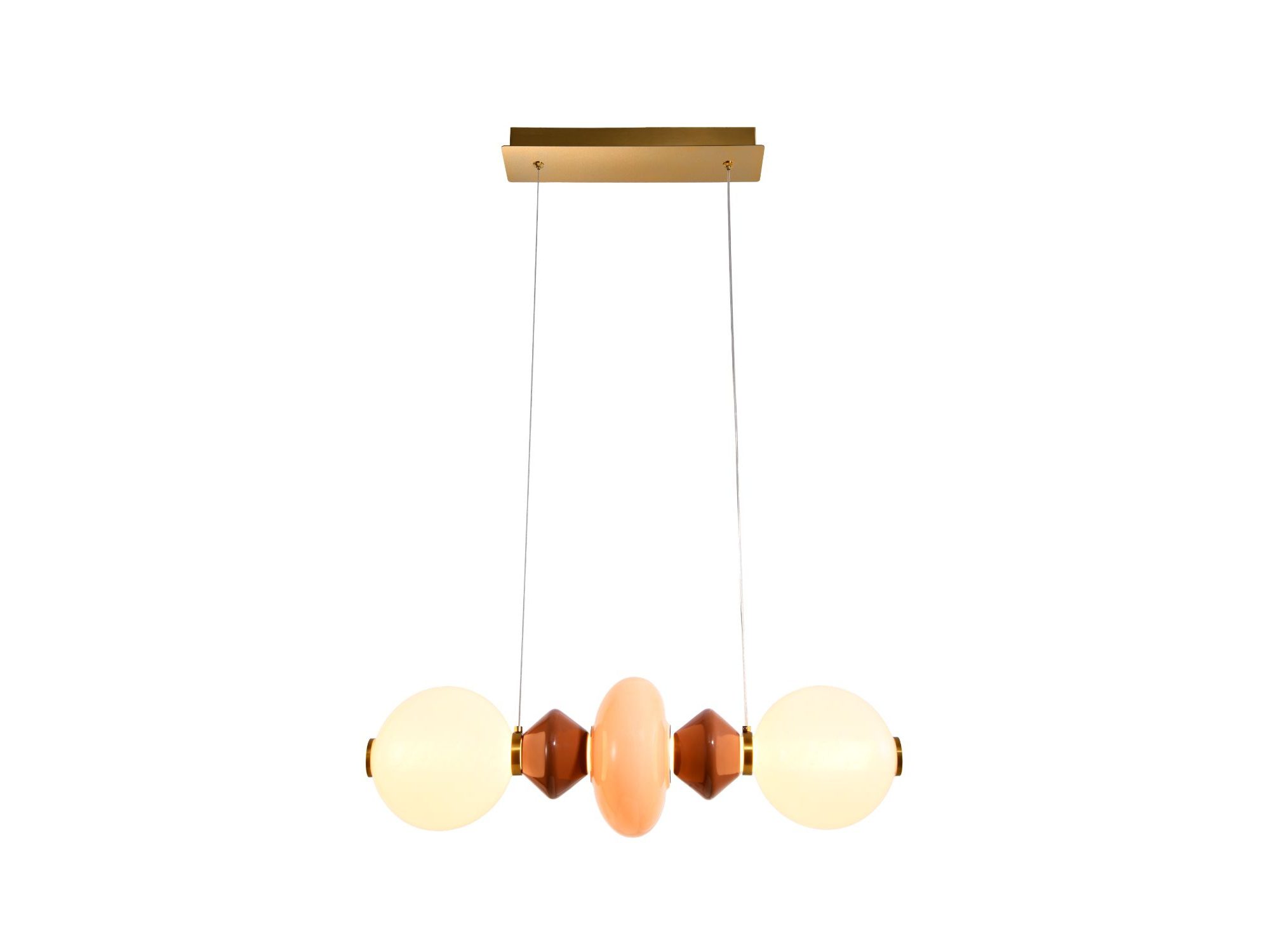 Lampa wisząca Kamesina LED 15 W z poziomym układem dwóch szklanych kloszy