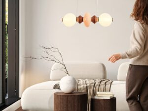 Miniaturka 2 - Lampa wisząca Kamesina LED 15 W pozioma w aranżacji salonu