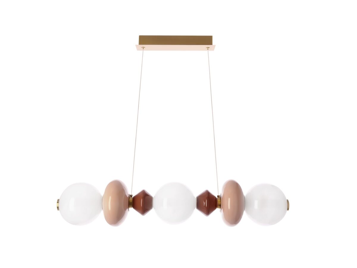 Lampa wisząca LED trzy kule Kamesina 78 cm mosiądz i brąz