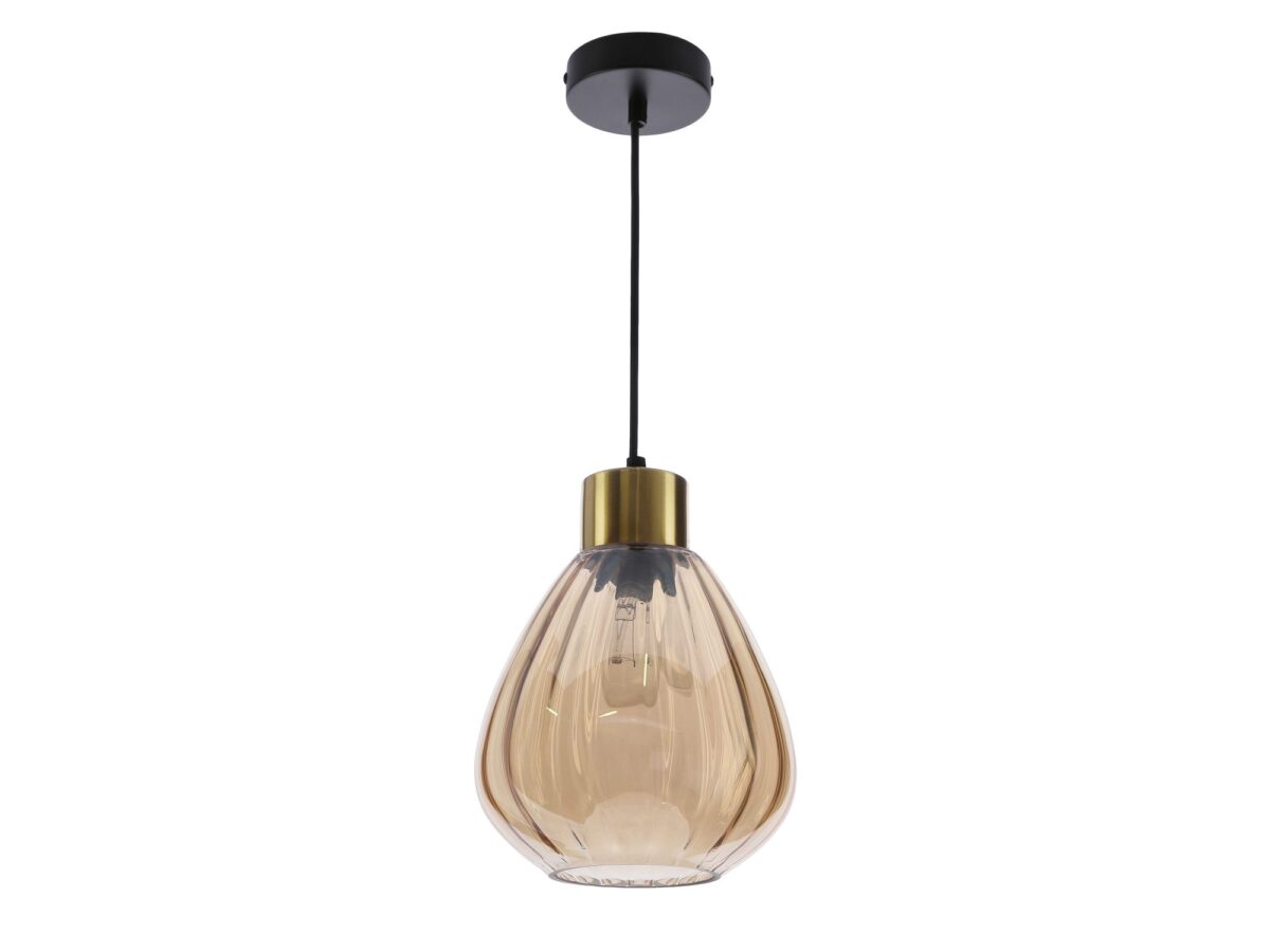 Lampa wisząca Kamidira z ryflowanym szklanym kloszem 20 cm