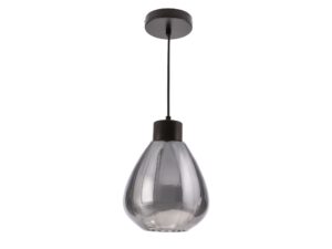 Miniaturka 2 - Lampa wisząca Kamidira z przydymionym szklanym kloszem i czarną oprawą