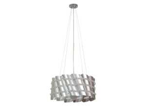 Miniaturka 2 - Lampa wisząca Kamisona ze srebrnym metalowym abażurem i ozdobnymi akrylowymi koralikami