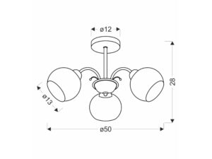 Miniaturka 1 - Rysunek wymiarowy lampy wiszącej Kamivela o szerokości 50 cm