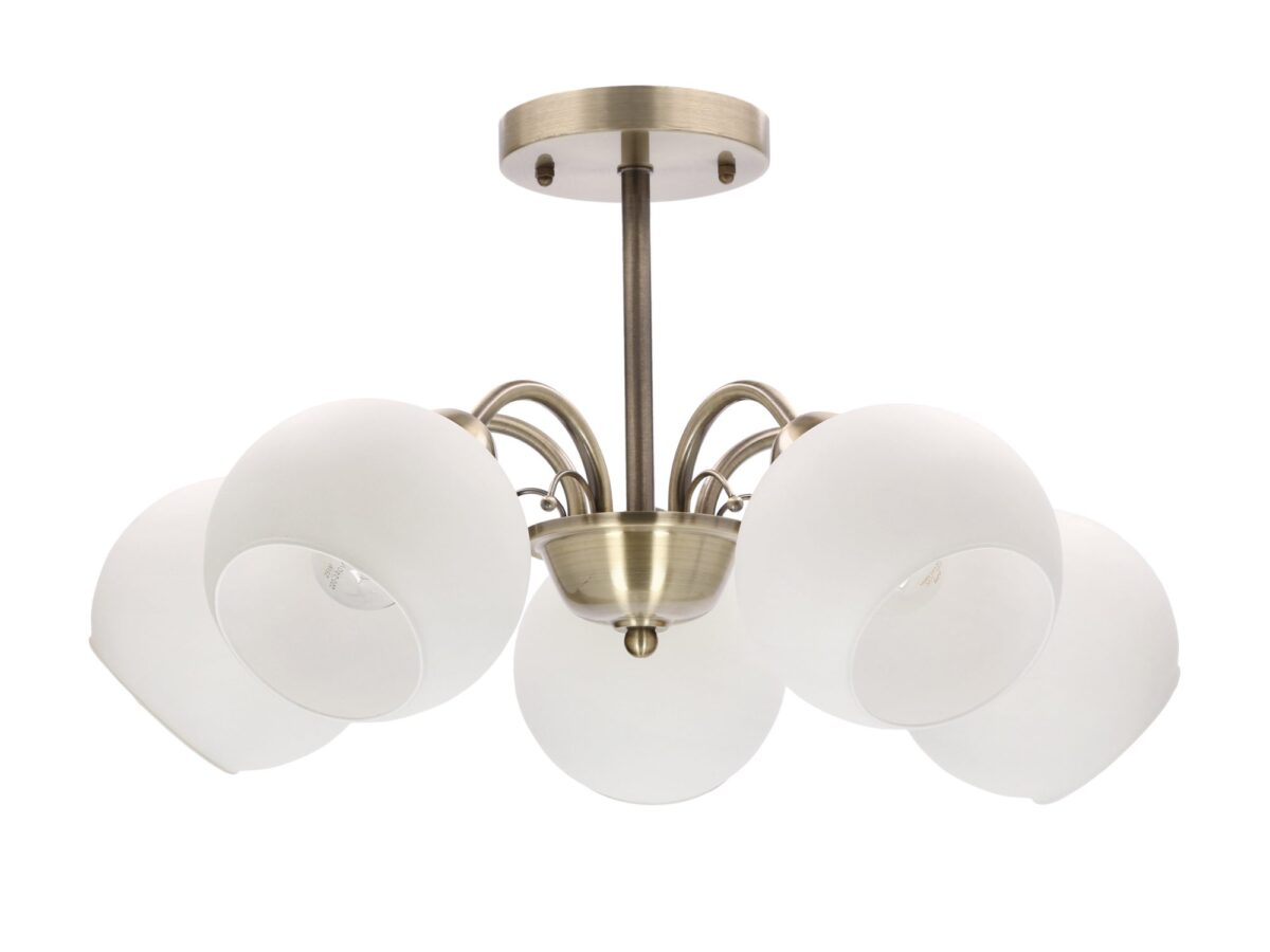 Lampa wisząca Kamivela patyna z 5 białymi kloszami