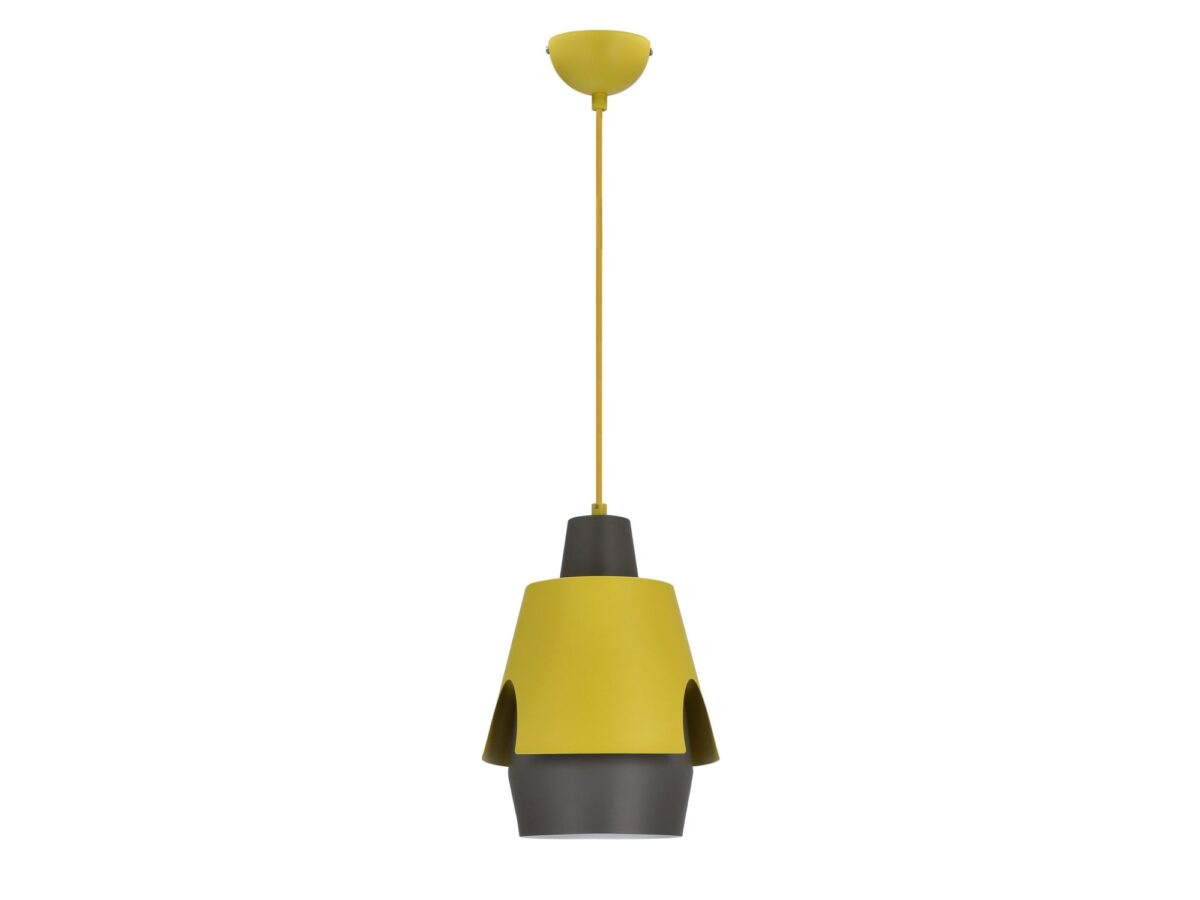 Lampa wisząca Kamolira żółto-szara 22 cm z metalowym kloszem