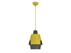 Miniaturka 4 - Lampa wisząca Kamolira żółto-szara z pojedynczym kloszem